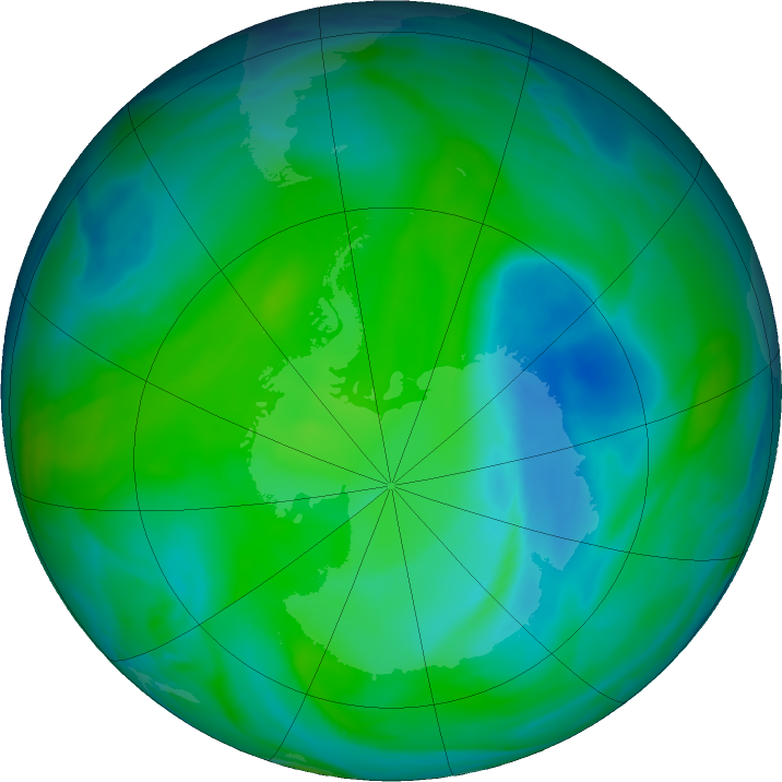 Antarctic ozone map for 25 December 2023